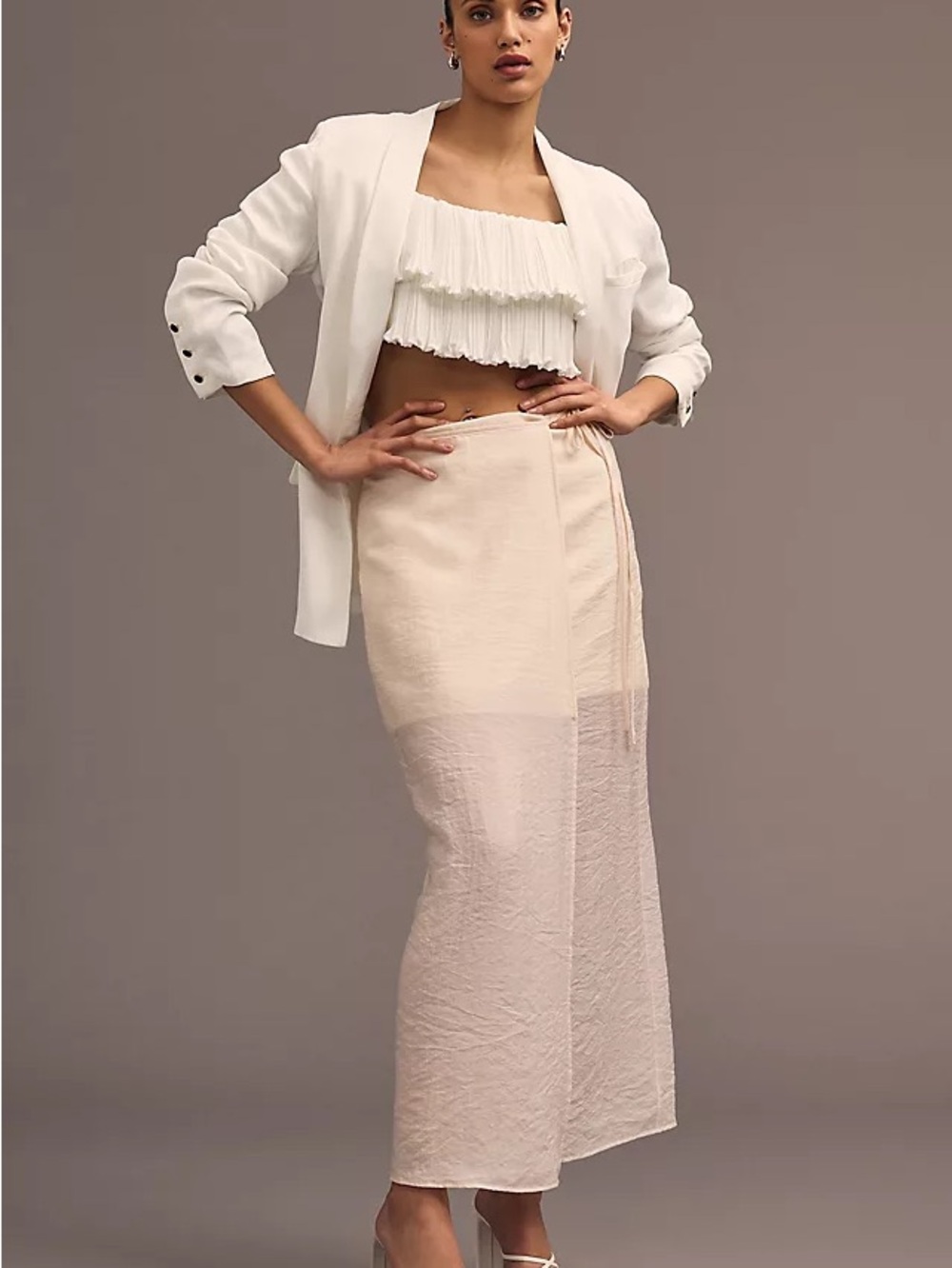 Anthropology Light Pink Sheer Maxi Skirt